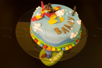 Детский торт "Медведь на самолёте"